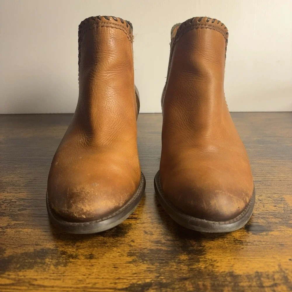 Pikolinos Leather Ankle Boots Womens 9-9.5‎ Brandy Handstitch Trim